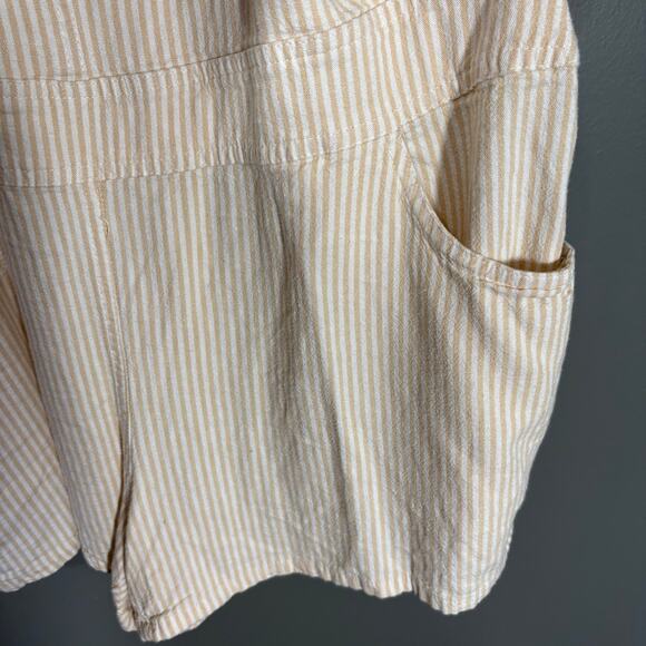 Torrid White & Peach Striped Linen Blend Shortalls - 1 (1X) - Women's Plus Size - Picture 3 of 6